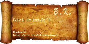 Biri Kristóf névjegykártya