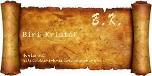 Biri Kristóf névjegykártya